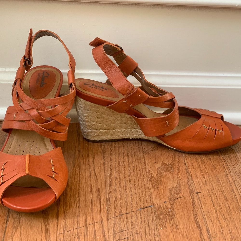 Clarks Wedge Sandal (Orange)